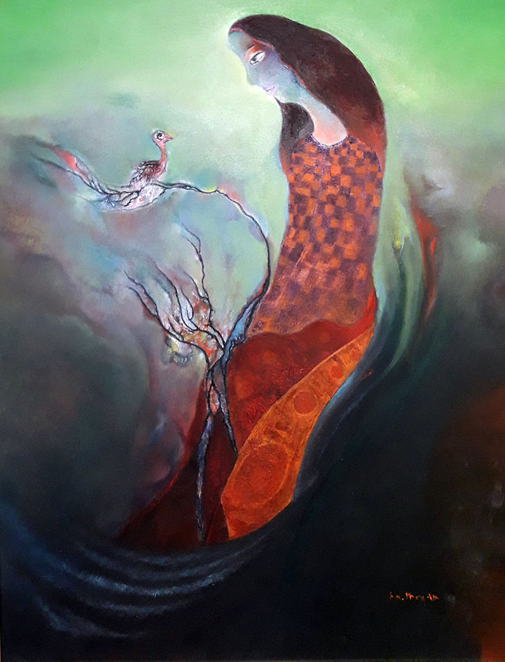 Thiếu nữ và chim