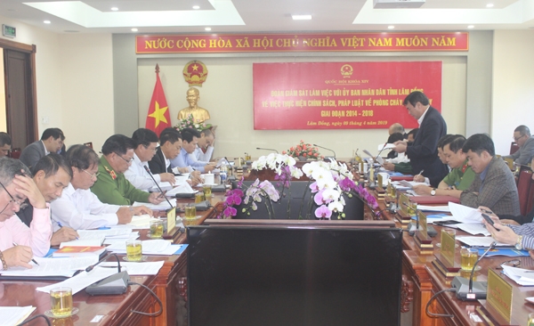 Đoàn Giám sát Quốc hội làm việc với UBND tỉnh về thực hiện chính sách, pháp luật về phòng cháy, chữa cháy