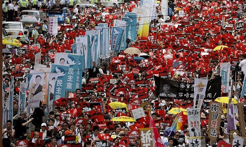 Hình ảnh cuộc biểu tình ở Hong Kong.