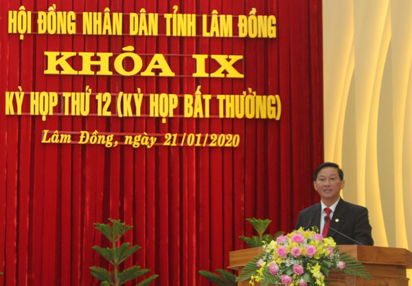 Phó Bí thư Thường trực Tỉnh ủy, Chủ tịch HĐND tỉnh Lâm Đồng Trần Đức Quận phát biểu bế mạc kỳ họp