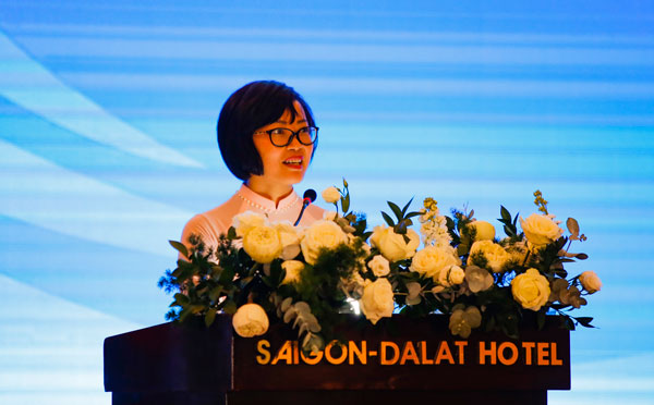 Đại diện Bộ Lao động Thương binh và Xã hội, với vai trò Chủ tịch Cộng đồng Văn hóa - Xã hội ASEAN 2020 phát biểu tại Hội nghị