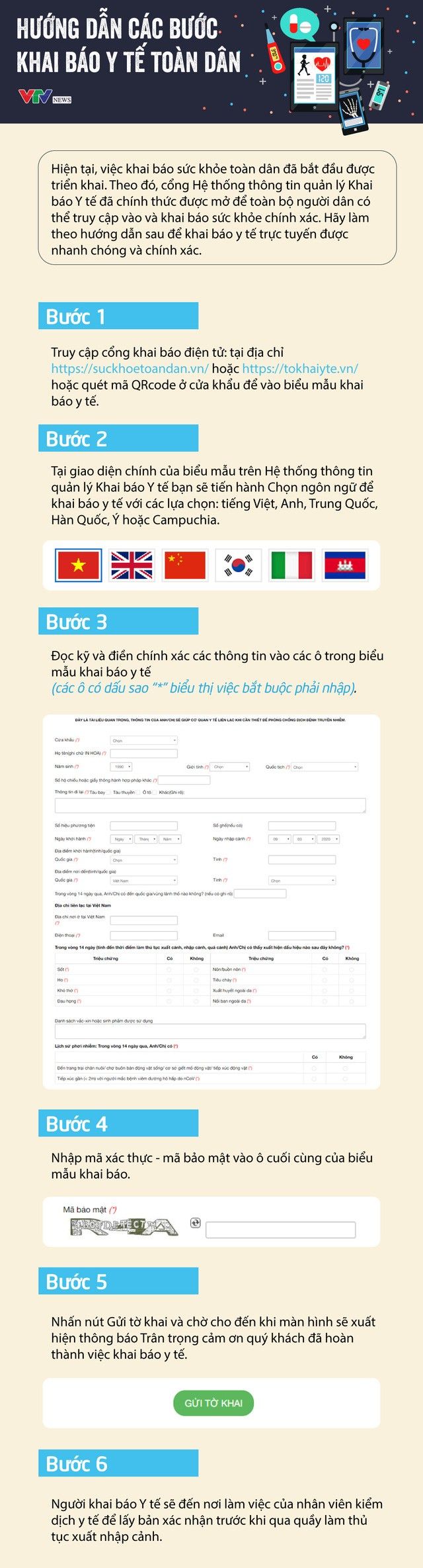 Hướng dẫn các bước khai báo y tế dành cho đối tượng xuất nhập cảnh tại Việt Nam