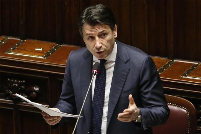 Thủ tướng Italy Giuseppe Conte phát biểu tại phiên họp Quốc hội ở Rome ngày 25/3/2020