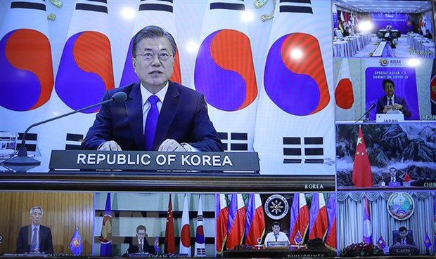 Tổng thống Hàn Quốc Moon Jae-in phát biểu