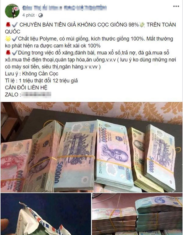 Cảnh báo chiêu trò lừa đảo mua bán tiền giả trên mạng