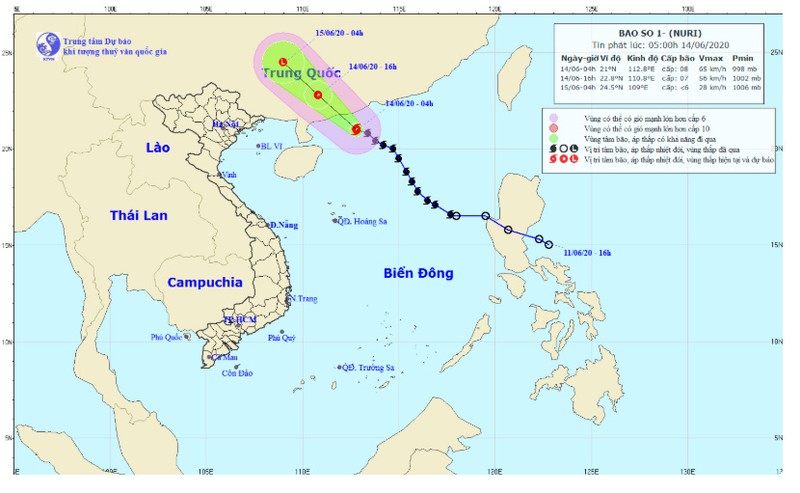 Bão số 1 sẽ gây mưa dông, gió giật mạnh ở các tỉnh Bắc Bộ