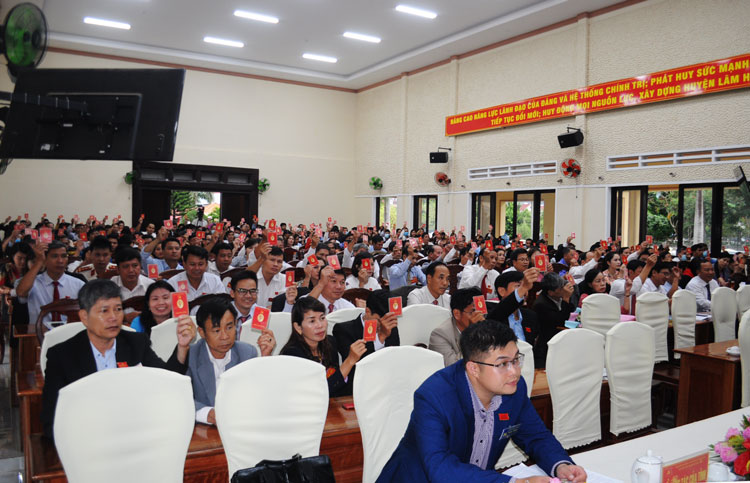 Các đại biểu biểu quyết thông qua Nghị quyết Đại hội