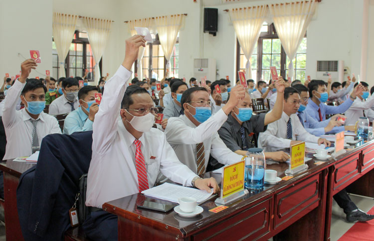 Đại biểu biểu quyết thông qua Nghị quyết Đại hội