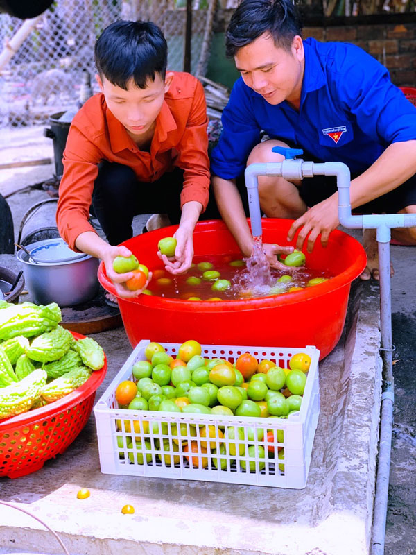 Rau, củ, quả đều được các bạn tình nguyện viên sơ chế, đóng gói cẩn thận để gửi đến tay người dân