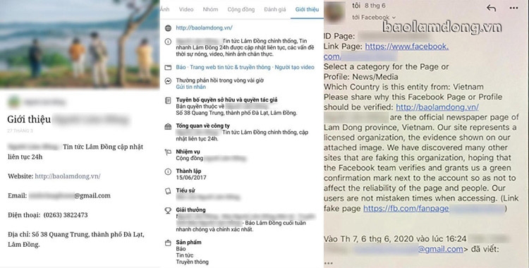 Fanpage N.L.Đ đăng tải các thông tin giả mạo Báo Lâm Đồng điện tử