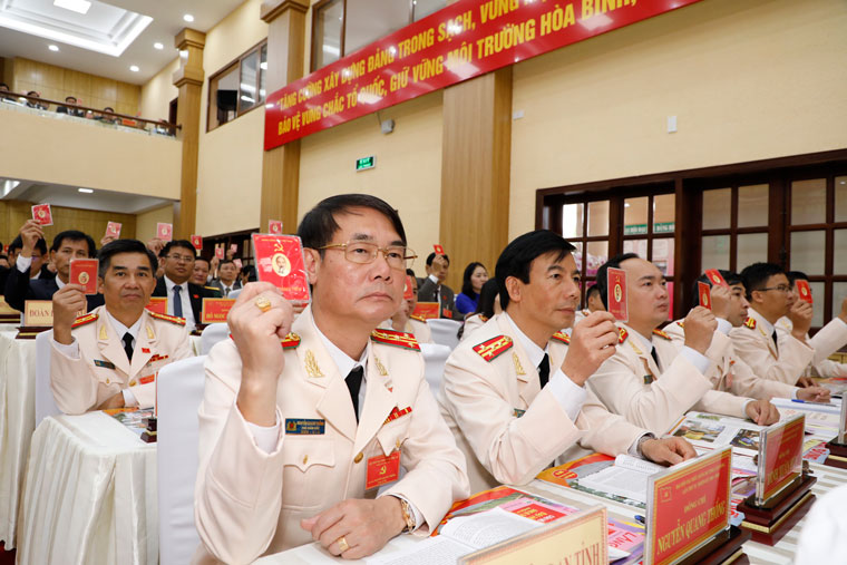Các đại biểu biểu quyết thống nhất báo cáo kết quả kiểm tra tư cách đại biểu