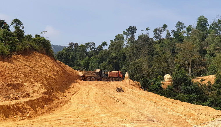 Thời điểm cơ quan chức năng tiến hành kiểm tra, 2 xe ben được người vi phạm đem cất dấu vào bìa rừng