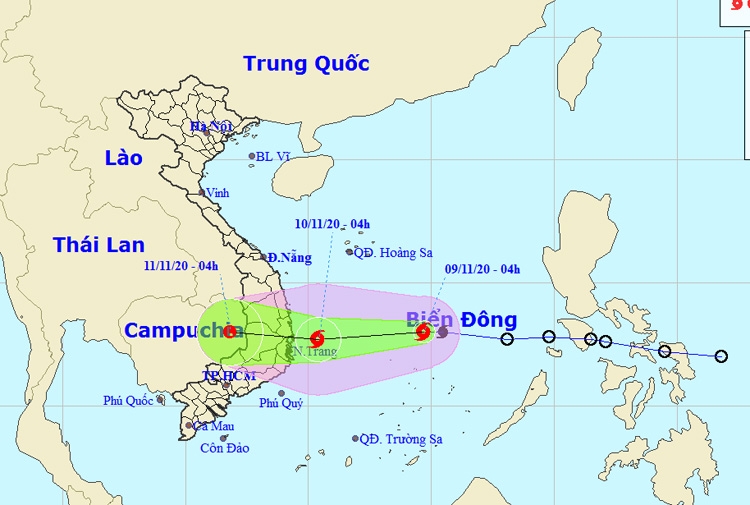 Bão số 12 di chuyển nhanh theo hướng Tây