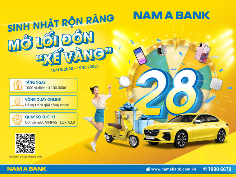 Rước ''xế vàng'' cùng ngàn ưu đãi mừng sinh nhật Nam A Bank