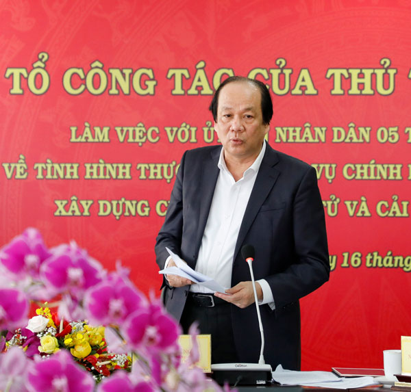 Bộ Trưởng, Chủ nhiệm Văn phòng Chính phủ Mai Tiến Dũng phát biểu kết luận buổi làm việc