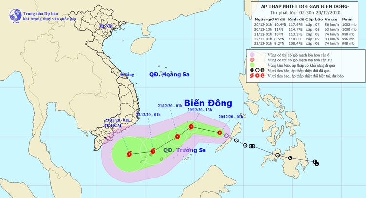 Dự báo đường đi của áp thấp