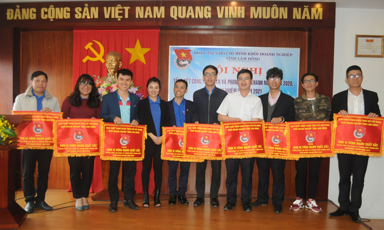 Tặng cờ thi đua cảu Ban Thường vụ Đoàn Khối Doanh nghiệp tỉnh cho các tập thể