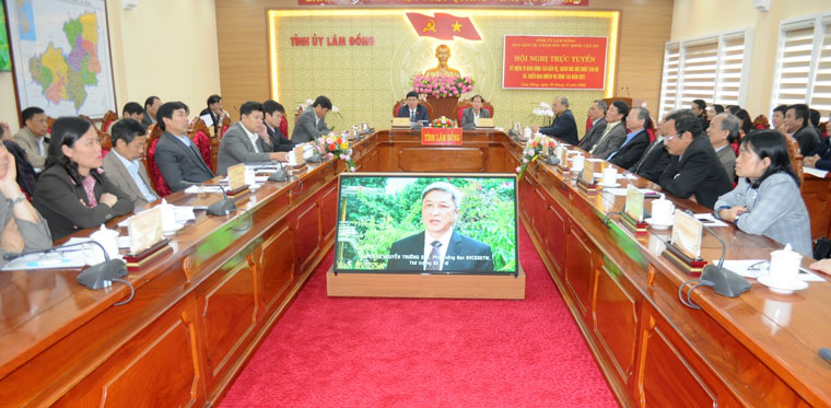 Các đại biểu tham dự hội nghị tại điểm cầu Lâm Đồng
