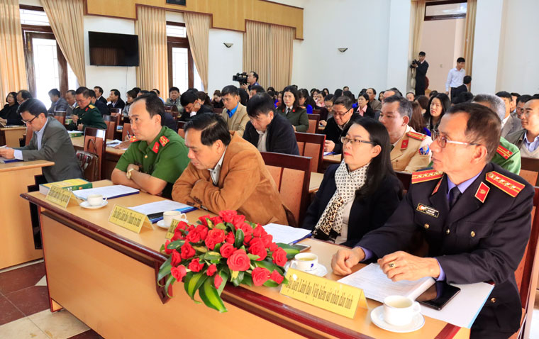 Các đại biểu tham dự hội nghị triển khai công tác tư pháp năm 2021