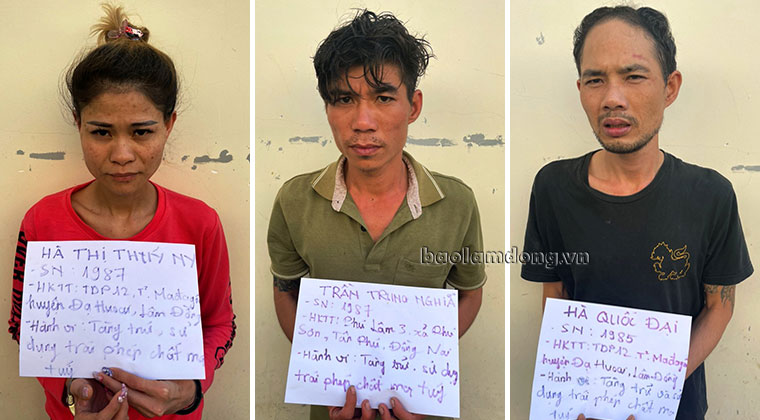 Bắt giam 3 đối tượng tàng trữ, sử dụng trái phép chất ma túy