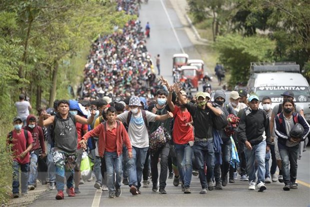 Người di cư Honduras di chuyển tại Camotan, Guatemala trong hành trình tới Mỹ ngày 16/1.