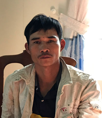Đối tượng Trần Văn Quang tại trụ sở cơ quan công an