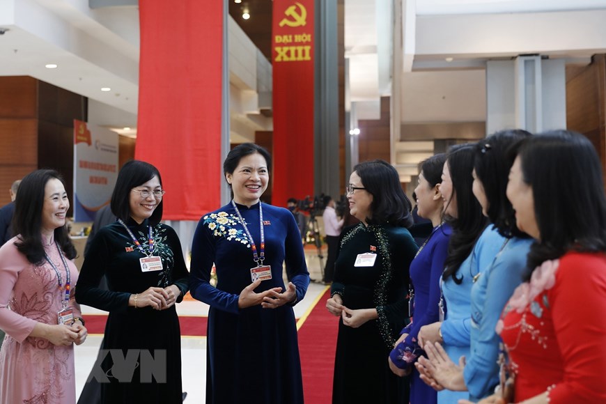 Tham dự Đại hội có 222 đại biểu là nữ, chiếm tỷ lệ 13,99%. (Nguồn: TTXVN)