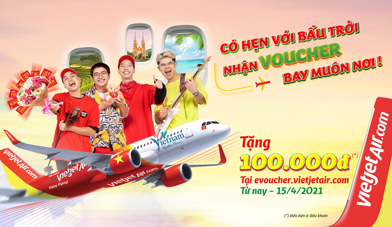 Nhận voucher bay muôn nơi cùng Vietjet