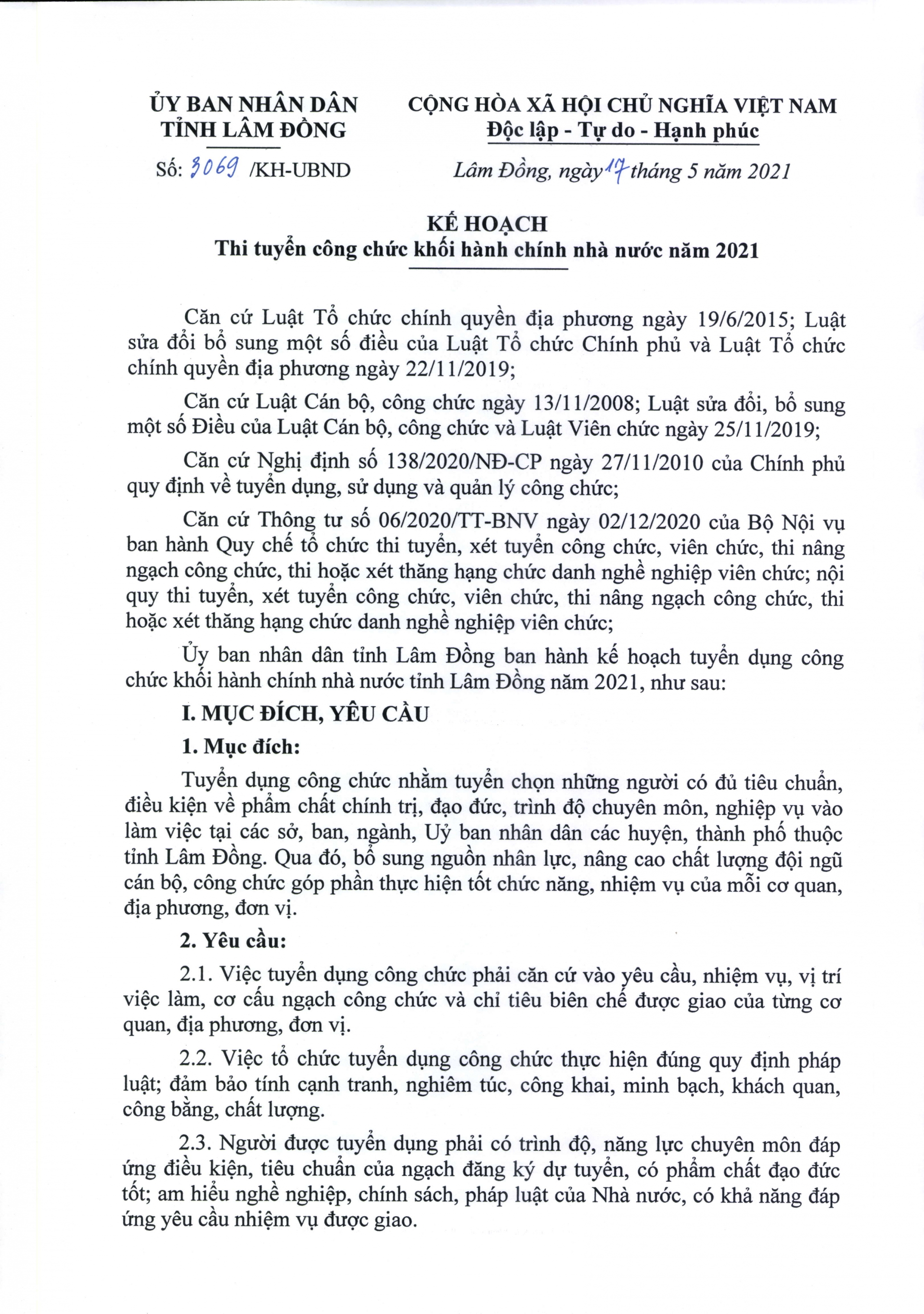 Kế hoạch thi tuyển công chức khối hành chính nhà nước năm 2021