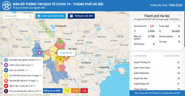 Hà Nội ra mắt Bản đồ thông tin dịch tễ phục vụ phòng chống COVID-19