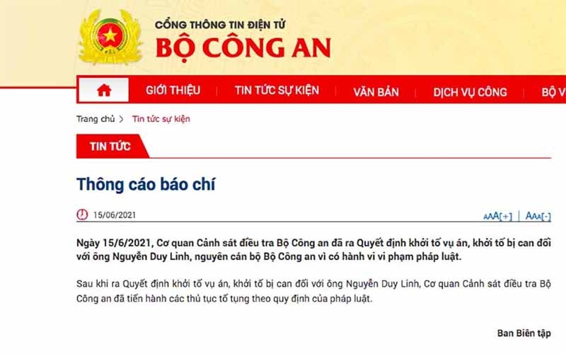 Khởi tố cán bộ Công an vi phạm pháp luật