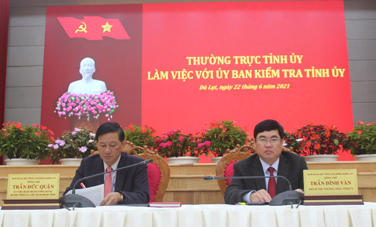 Thường trực Tỉnh ủy làm việc với UBKT Tỉnh ủy