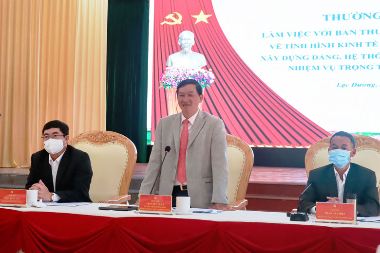 Thường trực Tỉnh ủy làm việc với Ban Thường vụ Huyện ủy Lạc Dương