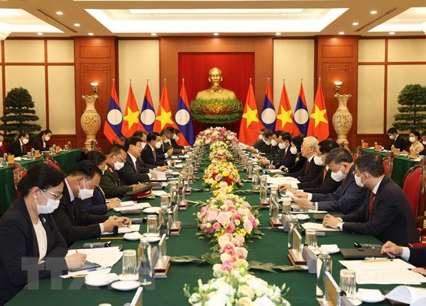 Tổng Bí thư Nguyễn Phú Trọng hội đàm với Tổng Bí thư, Chủ tịch nước Lào Thongloun Sisoulith