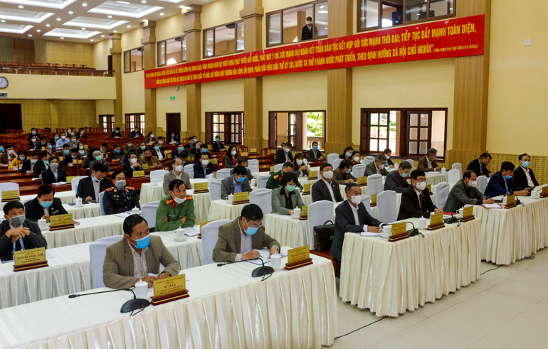 Toàn cảnh hội nghị tại hội trường Tỉnh ủy