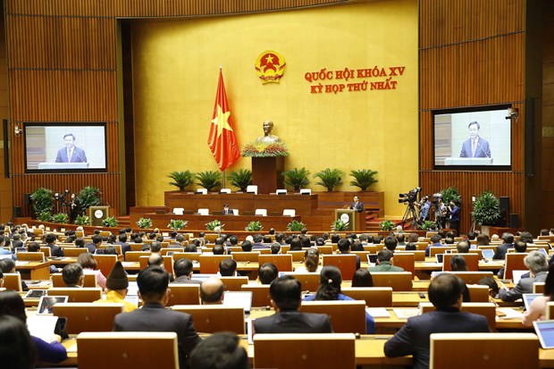 Chủ tịch Quốc hội khóa XIV Vương Đình Huệ phát biểu khai mạc. Ảnh: Doãn Tấn - TTXVN