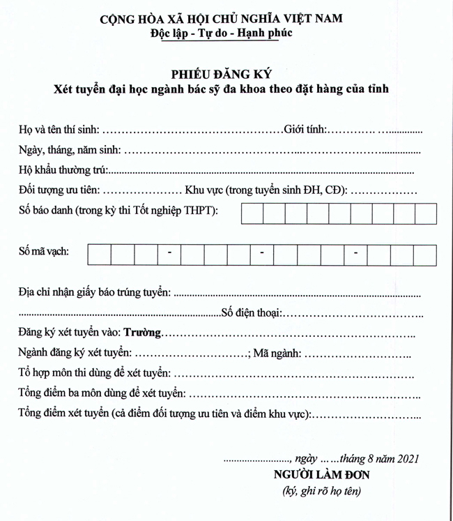 Tuyển sinh 20 chỉ tiêu đại học Bác sỹ đa khoa theo đặt hàng của tỉnh