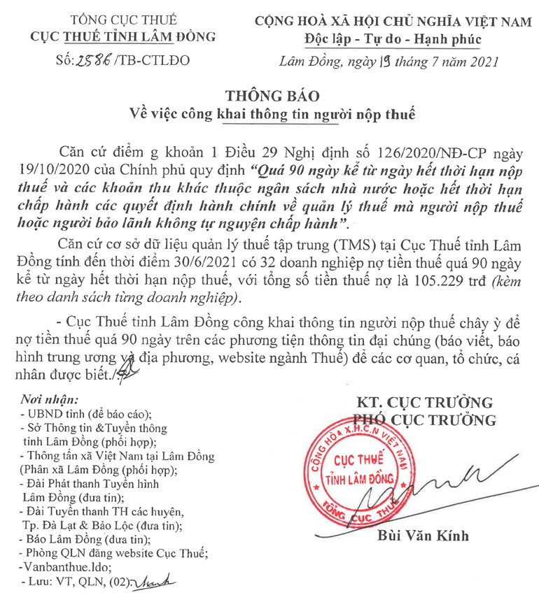 Công khai thông tin người nộp thuế