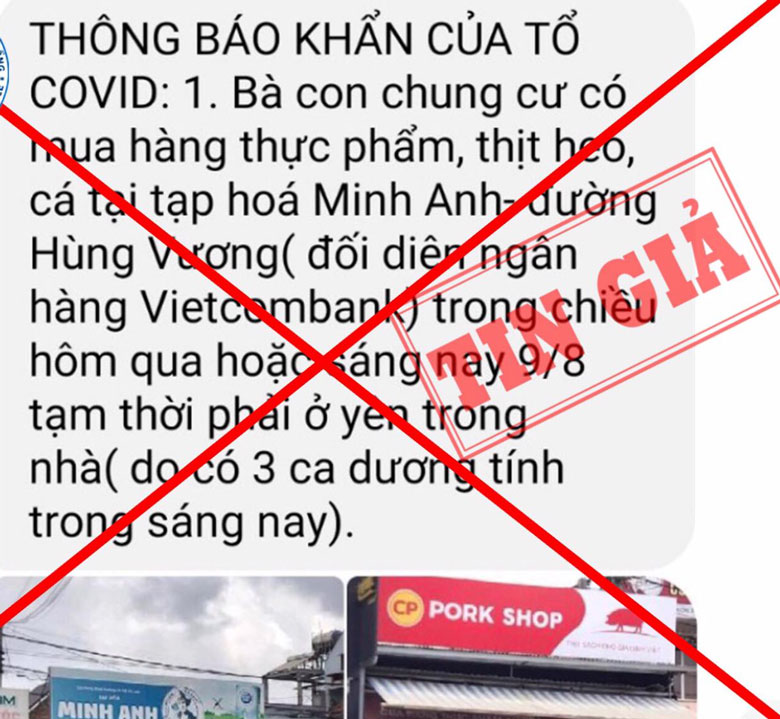Thông tin ''có 3 ca dương tính với Covid-19 tại đường Hùng Vương'' là sai sự thật