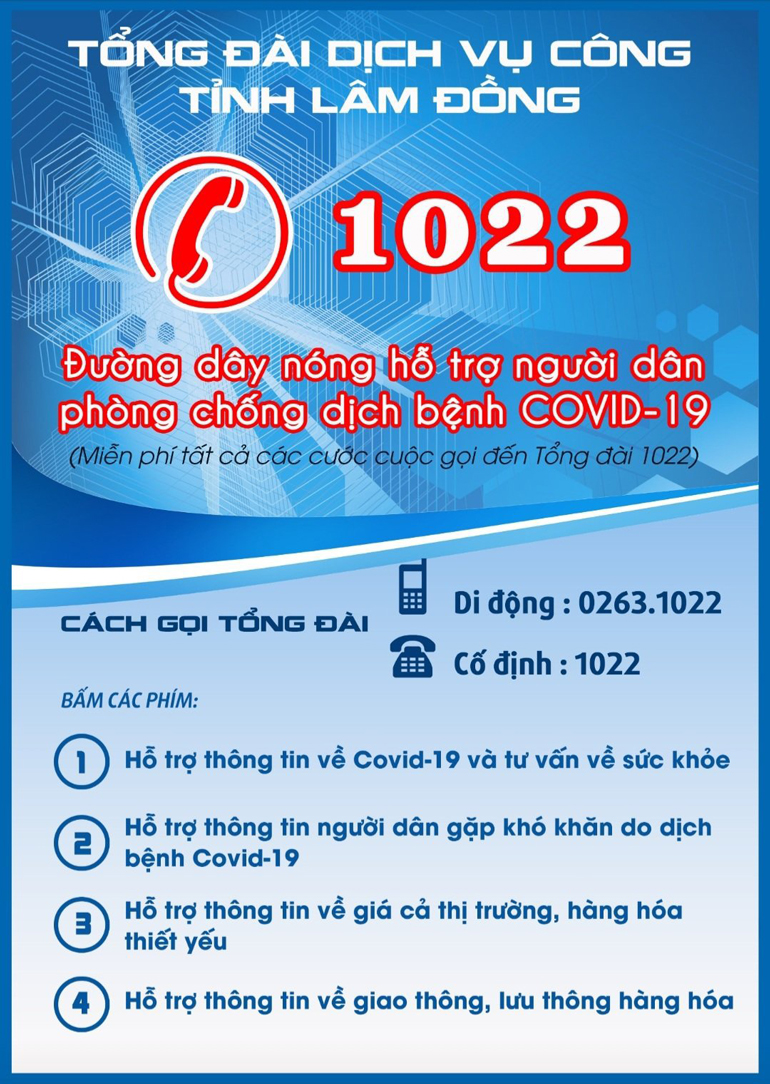 Tổng đài 1022 hỗ trợ thông tin về phòng chống dịch Covid-19