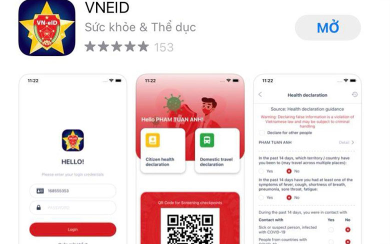 Sử dụng VNEID để khai báo y tế và di chuyển nội địa