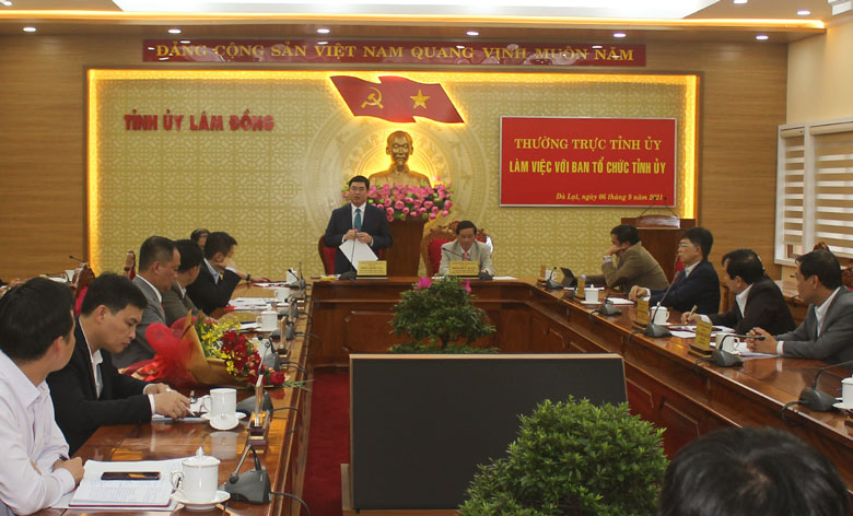 Toàn cảnh buổi làm việc giữa Thường trực Tỉnh ủy với Ban Tổ chức Tỉnh ủy
