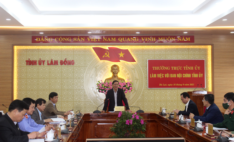 Thường trực Tỉnh ủy làm việc với Ban Nội chính