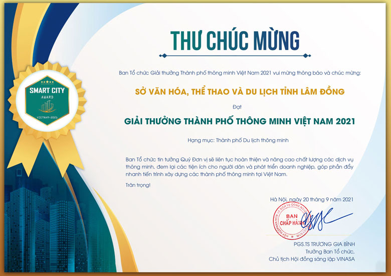 Thư chúc mừng của VINASA