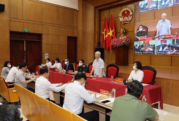 Toàn cảnh Hội nghị tiếp xúc cử tri trực tuyến. (Ảnh: Trí Dũng/TTXVN)