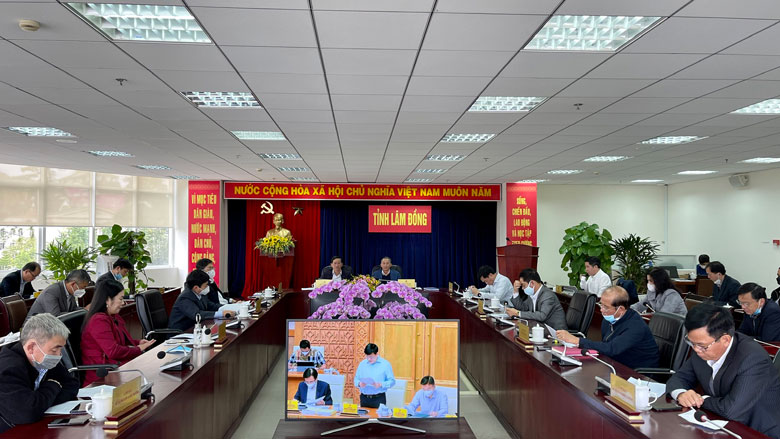Toàn cảnh hội nghị tại điểm cầu Lâm Đồng