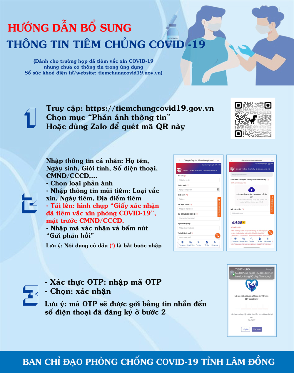 Người dân tự cập nhật các mũi tiêm vắc xin phòng Covid-19 lên Cổng thông tin tiêm chủng quốc gia
