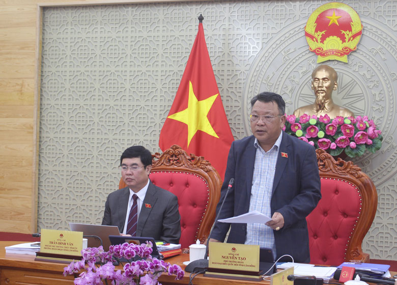 ĐBQH Nguyễn Tạo - Phó Trưởng Đoàn ĐBQH Lâm Đồng góp ý dự thảo Nghị quyết về một số cơ chế, chính sách đặc thù phát triển thành phố Hải Phòng và các tỉnh Nghệ An, Thanh Hóa, Thừa Thiên - Huế