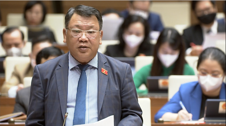 Phó Trưởng Đoàn Lâm Đồng Nguyễn Tạo tham gia phát biểu về kế hoạch phát triển kinh tế - xã hội năm 2021 và dự kiến kế hoạch phát triển kinh tế - xã hội năm 2022. Ảnh: Đoàn ĐBQH Lâm Đồng
