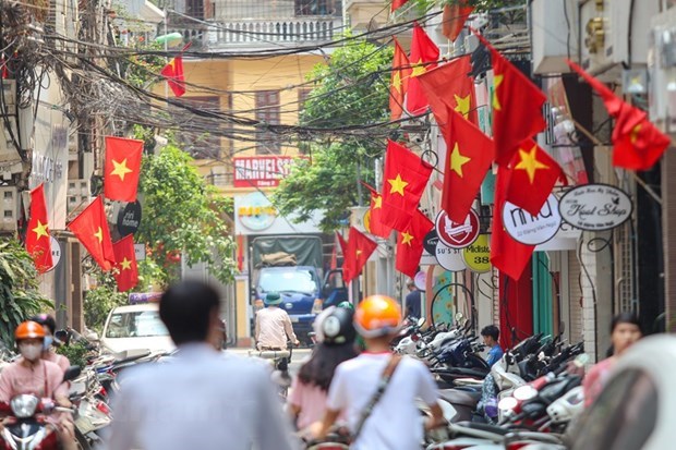 Nhiều tuyến phố treo cờ Tổ quốc để chào mừng những ngày lễ lớn của đất nước